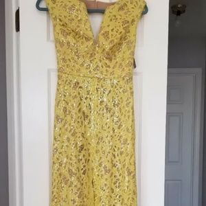 bcbg maxazria runway cain lemon yellow dress size 0P $398